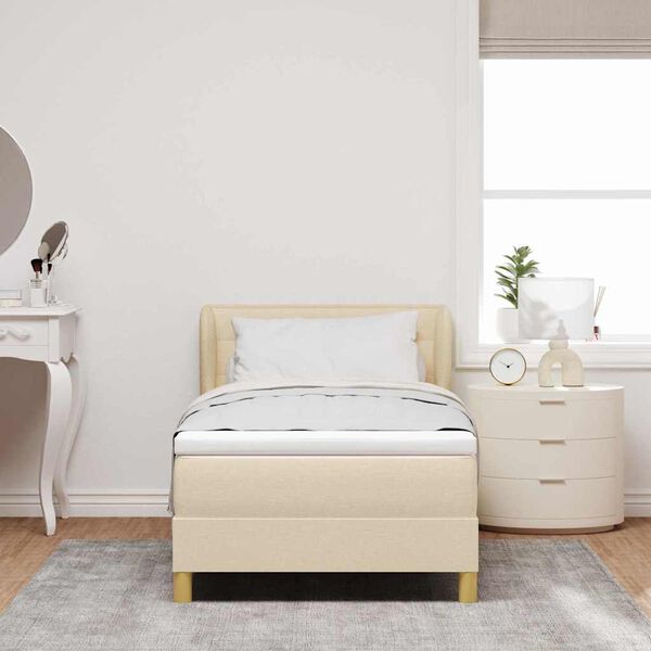 vidaXL Cama tipo Box Spring con colch&oacute;n Crema 80 x 200 cm tela