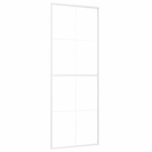 vidaXL Puerta corredera ESG vidrio y aluminio blanca 76x205 cm