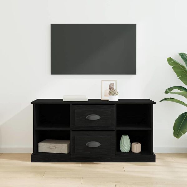 vidaXL Gabinete de TV con caj&oacute;n Roble Negro 99,5 x 35,5 x 48 cm