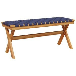vidaXL Banco de jard&iacute;n madera maciza de acacia y tela azul oscuro