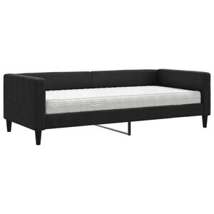 vidaXL Sof&aacute; cama con colch&oacute;n tela negro 90x190 cm