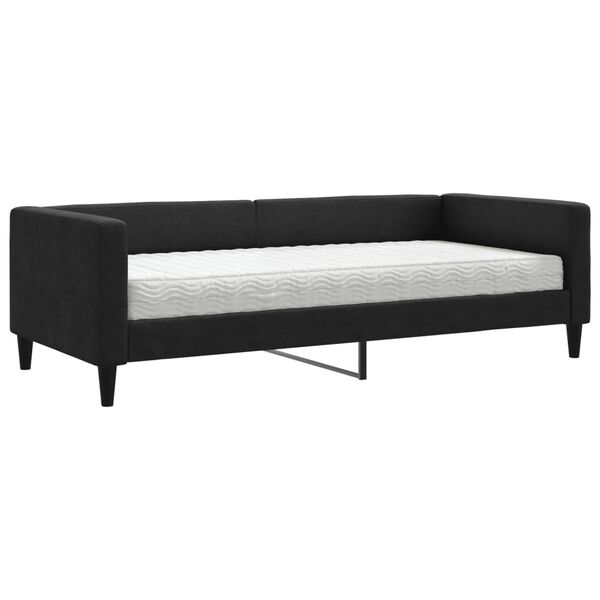 vidaXL Sofá cama con colchón tela negro 90x190 cm