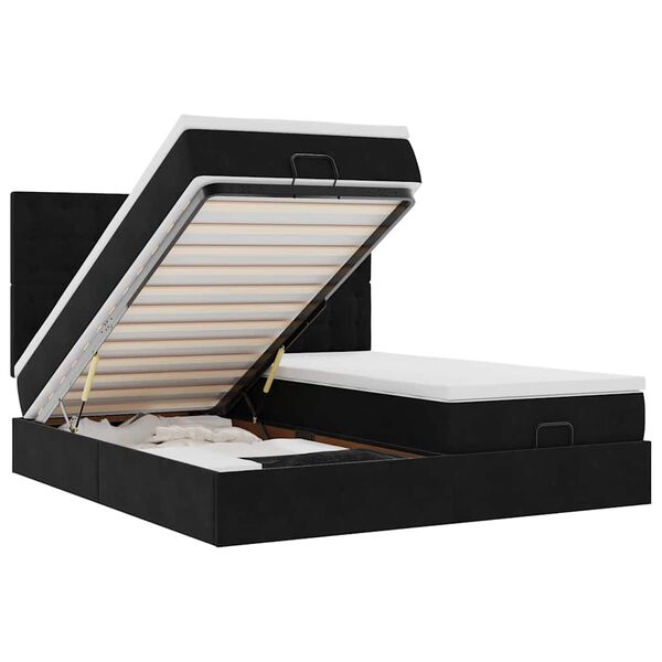 vidaXL Estructura de cama otomana colchones terciopelo negro 200x200cm