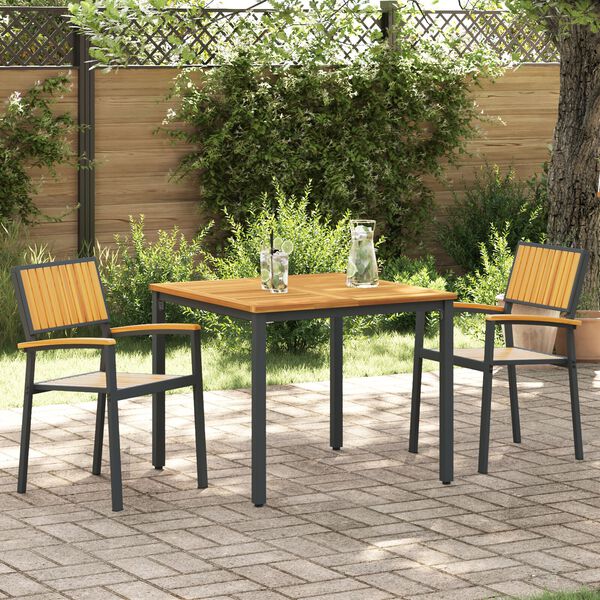 vidaXL Conjunto de Comedor de Jardín 3 pcs Negro