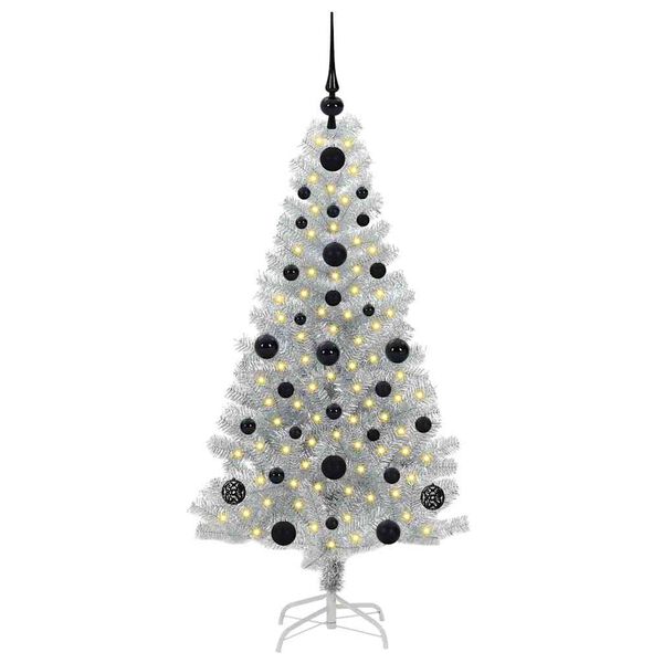 vidaXL &Aacute;rbol de Navidad con 150 LED con soporte Plateado 120 cm PET