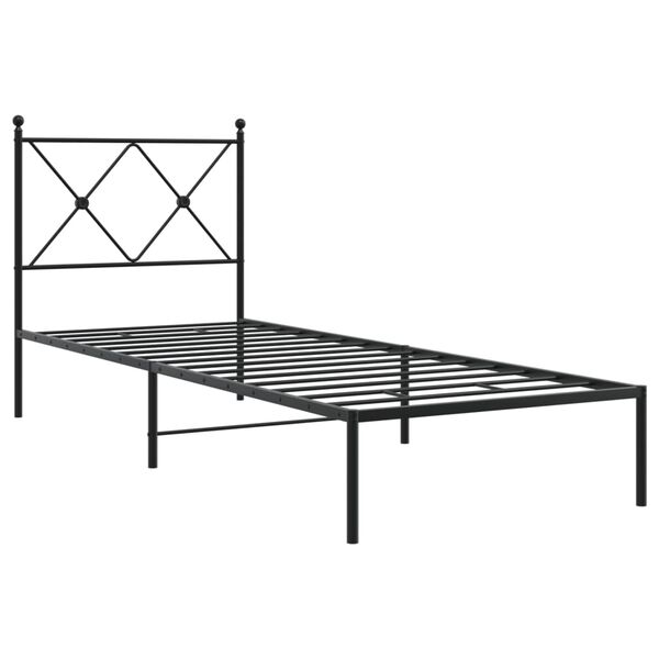 vidaXL Estructura cama sin colchón con cabecero metal negro 80x200 cm