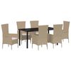 vidaXL Conjunto de Comedor de Jard&iacute;n 7 uds. Beige rat&aacute;n sint&eacute;tico