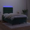 vidaXL Cama box spring colch&oacute;n y LED terciopelo verde oscuro 120x190cm