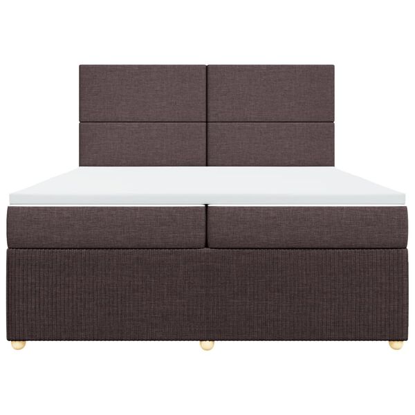 vidaXL Cama box spring con colch&oacute;n tela marr&oacute;n oscuro 200x200 cm