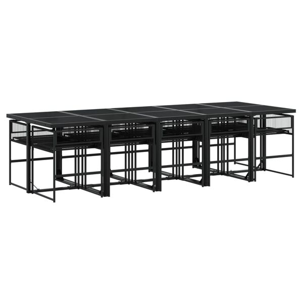vidaXL Set de comedor de jardín 11 pzas ratán sintético negro