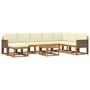 vidaXL Conjunto de sof&aacute;s de exterior 9 uds. Natural y Crema