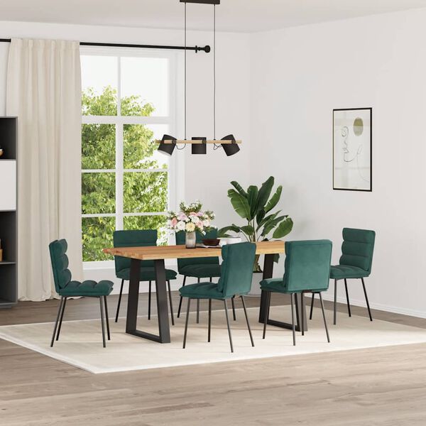 vidaXL Sillas de comedor 6 unidades terciopelo verde oscuro