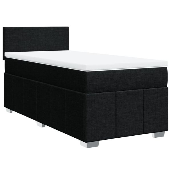 vidaXL Cama box spring con colch&oacute;n tela negro 100x200 cm