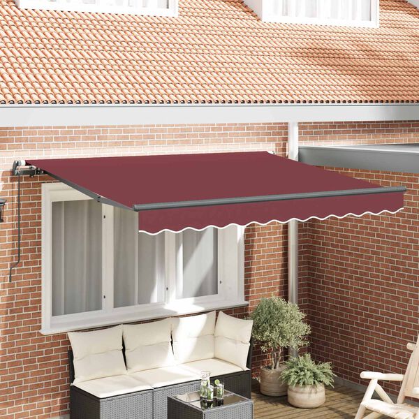 vidaXL Toldo Retr&aacute;ctil Manual Burdeos 300 x 200 cm tela