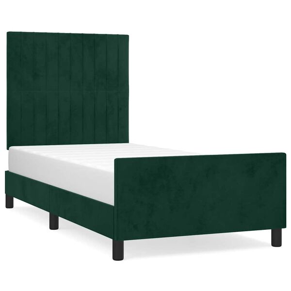 vidaXL Estructura de cama sin colch&oacute;n terciopelo verde oscuro 80x200cm