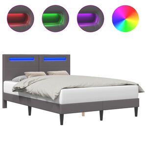 vidaXL Estructura de cama Gris 140 x 190 cm Cuero sint&eacute;tico