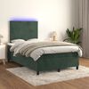 vidaXL Cama box spring colch&oacute;n y LED terciopelo verde oscuro 120x200cm