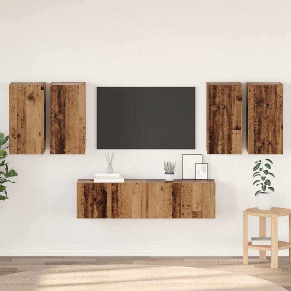 vidaXL Conjunto de mueble de TV 6 pcs Madera envejecida