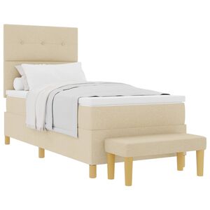 vidaXL Cama tipo Box Spring con colch&oacute;n Crema 90 x 190 cm tela