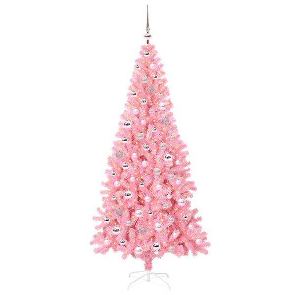 vidaXL &Aacute;rbol de Navidad con 300 LED con soporte Rosa 210 cm PVC