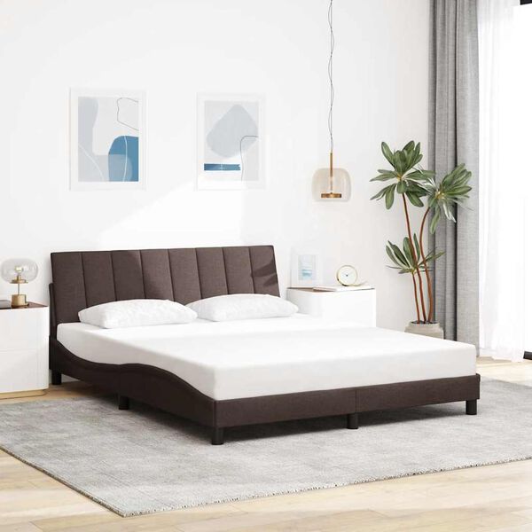 vidaXL Estructura de cama sin colch&oacute;n Hanko de tela marr&oacute;n oscuro 160x200 cm