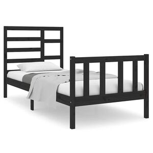 vidaXL Estructura de cama sin colch&oacute;n madera maciza negro 75x190 cm