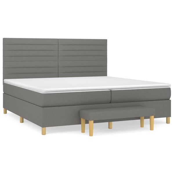 vidaXL Cama box spring con colch&oacute;n tela gris oscuro 200x200 cm