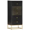 vidaXL Cajonera de madera maciza de mango negro y dorado 45x30x105 cm