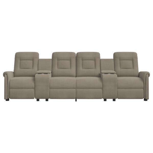 vidaXL Sill&oacute;n de masaje reclinable 4 plazas con portavasos gris claro