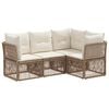vidaXL Conjunto de sof&aacute;s de jard&iacute;n 4 pcs Beige rat&aacute;n sint&eacute;tico