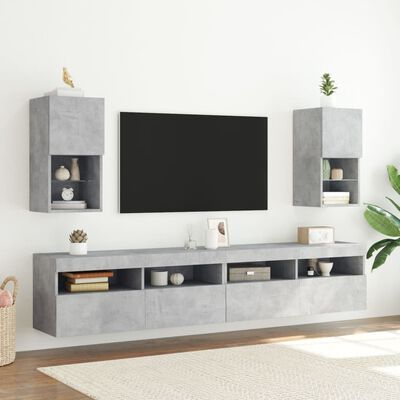 vidaXL Mueble para TV con luces LED gris hormigón 30,5x30x60 cm