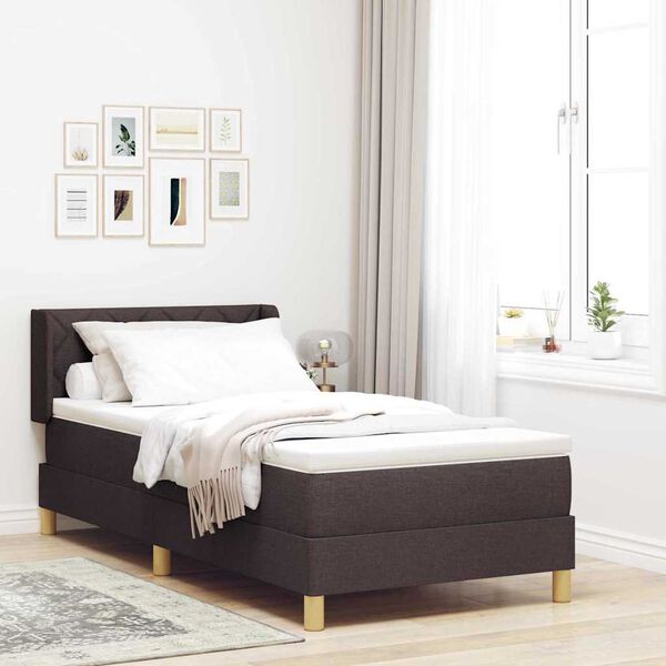 vidaXL Cama tipo Box Spring Marr&oacute;n Oscuro 200 x 100 cm tela