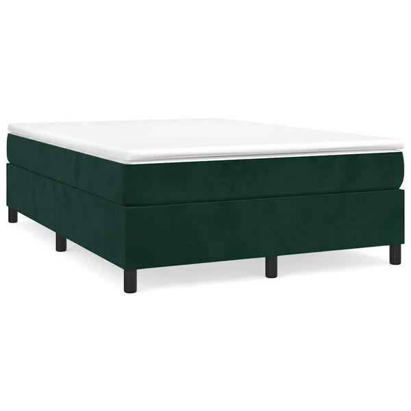 vidaXL Cama box spring con colch&oacute;n terciopelo verde oscuro 140x190 cm