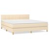 vidaXL Cama box spring con colch&oacute;n tela color crema 160x200 cm