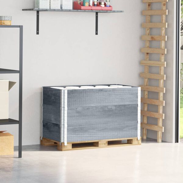 vidaXL Collares de palets 3 uds madera maciza de pino gris 100x50 cm