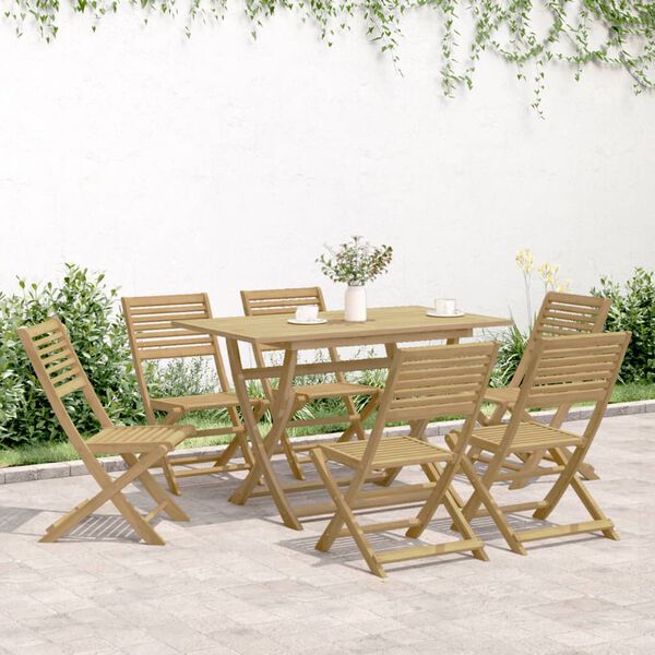 vidaXL Juego de comedor para jard&iacute;n 7 piezas madera maciza acacia