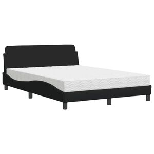 vidaXL Cama con colch&oacute;n Dover tela negro 140x200 cm