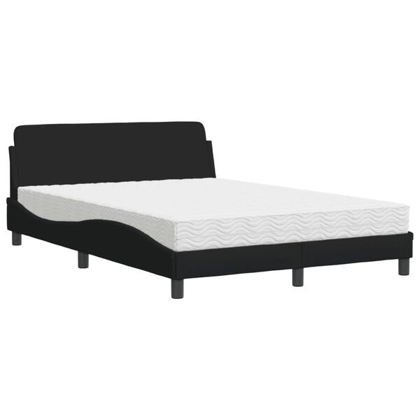 vidaXL Cama con colch&oacute;n Dover tela negro 140x200 cm