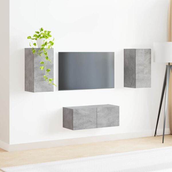 vidaXL Conjunto de mueble de TV 2 pcs Gris Concreto