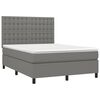 vidaXL Cama box spring colch&oacute;n y luces LED tela gris oscuro 140x200 cm