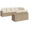 vidaXL Set sof&aacute;s de jard&iacute;n 7 piezas y cojines rat&aacute;n sint&eacute;tico beige