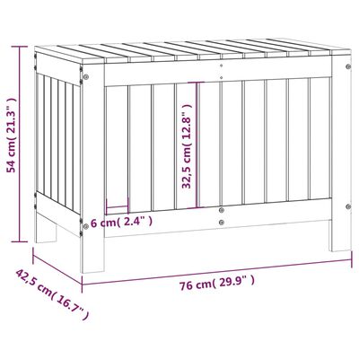 vidaXL Caja de almacenaje jardín madera maciza de pino 76x42,5x54 cm