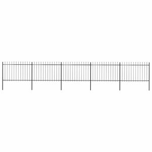 vidaXL Valla de jard&iacute;n con punta de lanza de acero 892,5x120 cm negra