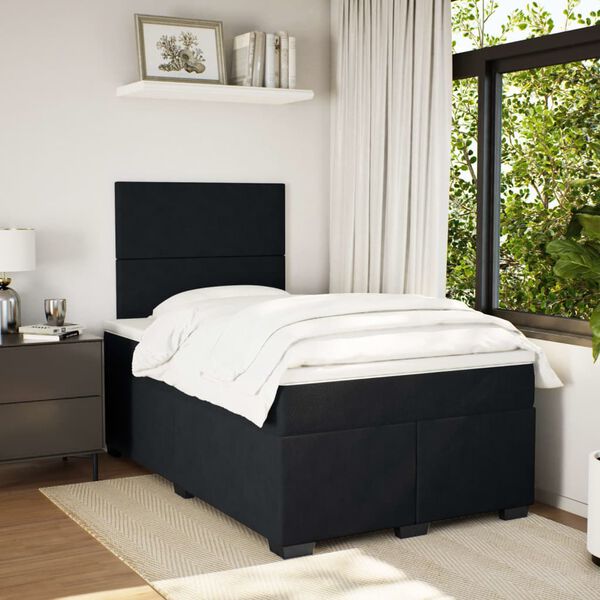 vidaXL Cama box spring con colch&oacute;n terciopelo negro 120x190 cm