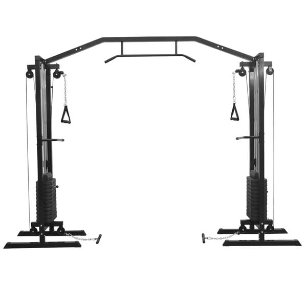 vidaXL M&aacute;quina de poleas y cables de gimnasio 315 cm negro