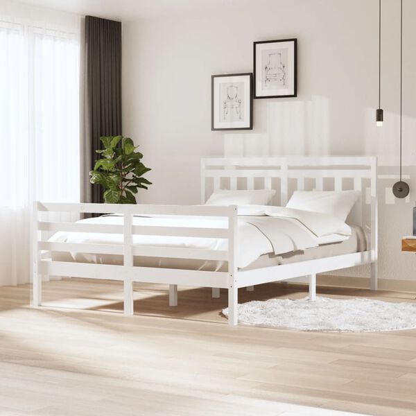 vidaXL Estructura de cama de madera maciza blanco 150x200 cm