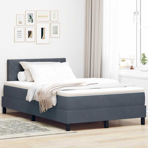 vidaXL Cama Box Spring LED con LED Gris oscuro 120 x 200 cm Terciopelo