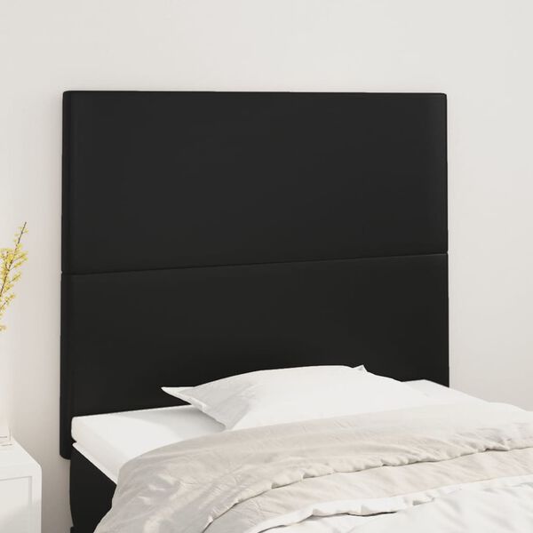 vidaXL Cabecero de cama negro 80x5x118/128 cm piel sintética