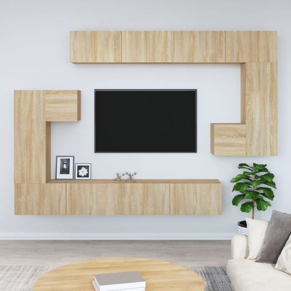 vidaXL Mueble de pared para TV madera contrachapada color roble sonoma