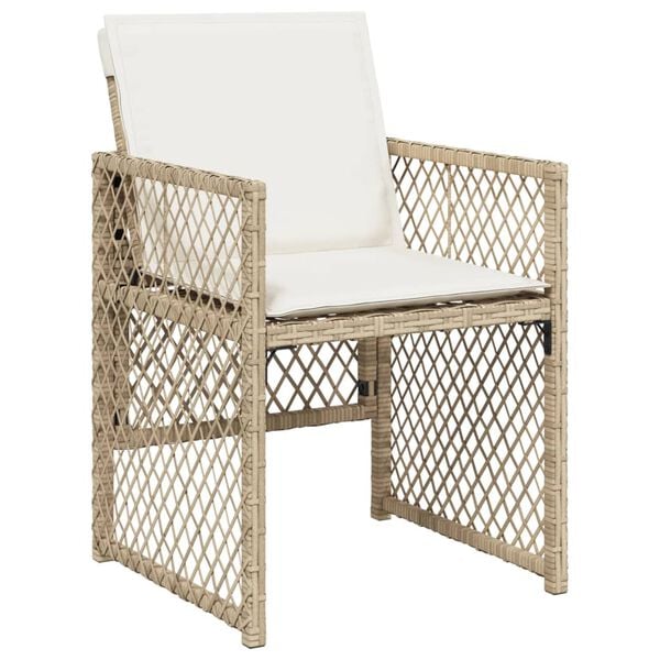 vidaXL Set comedor de jard&iacute;n 9 pzas con cojines rat&aacute;n sint&eacute;tico beige